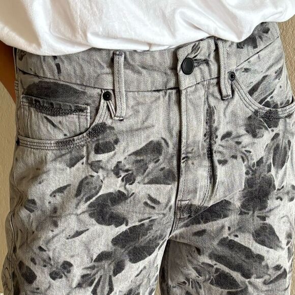 Good American Grey Jeans High Rise Straight Wide Leg Tie Dye Size 25 - Picture 4 of 11